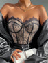 SHEIN Glamine Eyelash Lace Panel Bustier Crop Tube Top 000