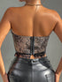 SHEIN Glamine Eyelash Lace Panel Bustier Crop Tube Top 00