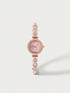 SHEIN Glisma 1pc Women's Pink Crystal Beaded Drawstring Bracelet With Crystal Inlaid Alloy Watch Case0