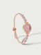 SHEIN Glisma 1pc Women's Pink Crystal Beaded Drawstring Bracelet With Crystal Inlaid Alloy Watch Case