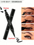 Handaiyan Seal Eyeliner Pen shown with two black applicator pens crossed on a white background, plus four inset panels demonstrating eyeliner application steps and a black ink swatch. Text labels include 'Stamp', 'Eyeliner', and 'Handaiyan Seal Eyeliner Pen'.