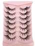 SHEIN HBZGTLAD 7pairs Pink Fluffy Cat Eye Style Faux Mink Eyelashes Natural Long Full Stripe False Eyelash Wing Tip Extension Soft Lashes0