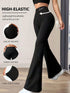 SHEIN High Waist Slim Fit Flare Yoga Pants, Solid Color Compression Leggings, Women's Tights Black Spring
