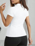 SHEIN INAWLY Solva Women's Casual Solid Color Stand Collar T-Shirt, Summer00