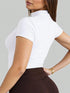 SHEIN INAWLY Solva Women's Casual Solid Color Stand Collar T-Shirt, Summer0