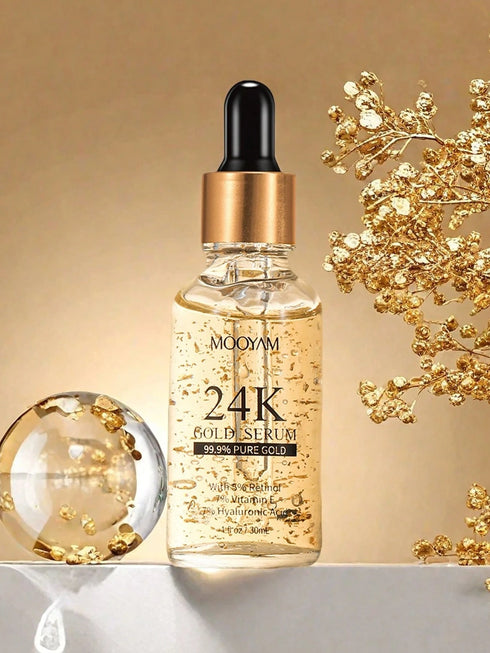 SHEIN IREV 30ml 24K Gold Hyaluronic Acid Serum, Contains Gold Foil, Reduces Wrinkles