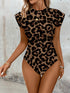 SHEIN LUNE Women's Casual Minimalist Leopard Print Bodysuit, Suitable For Spring & Summer Beach Wear0