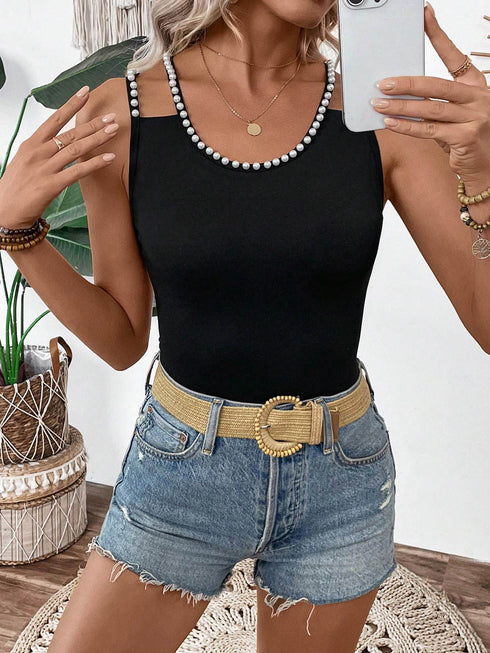 SHEIN Women's Romantic Versatile Solid Color Shoulder Hollow