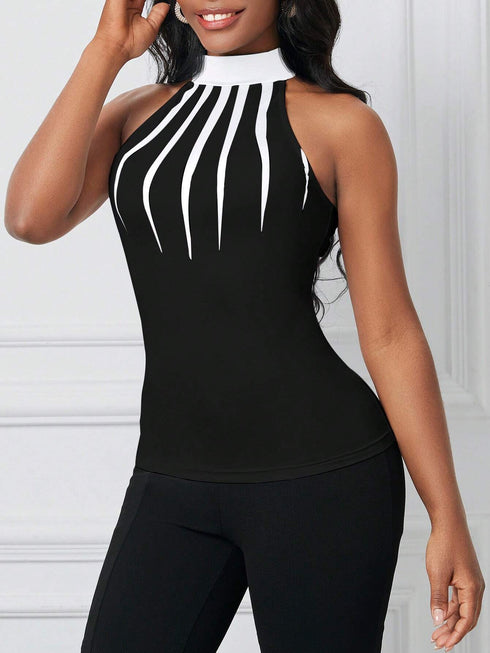 SHEIN Lady Women's Printed Tight-Fit Halter Top00