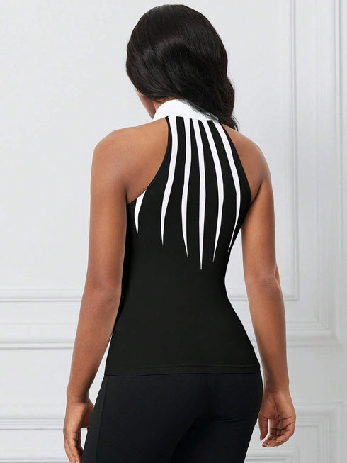 SHEIN Lady Women's Printed Tight-Fit Halter Top0