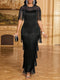SHEIN Lady Women's Elegant Party Sequin Mesh Patchwork Tassel Fitted Dress