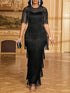 SHEIN Lady Women's Elegant Party Sequin Mesh Patchwork Tassel Fitted Dress