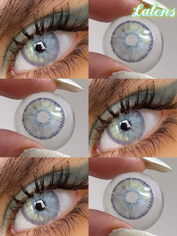 SHEIN Lalens 6-Month Supply Urban Blue Natural Color Contact Lenses, Small Pupil Design