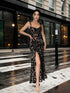 SHEIN Leopard Print Elegant Backless Sleeveless Maxi Dress, Fitted Silhouette For Vacation, Party, Club, Summer Carnival000