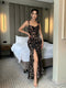 SHEIN Leopard Print Elegant Backless Sleeveless Maxi Dress, Fitted Silhouette For Vacation, Party, Club, Summer Carnival