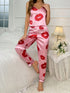 SHEIN Lip Print Satin PJ Set / Pajama Set0
