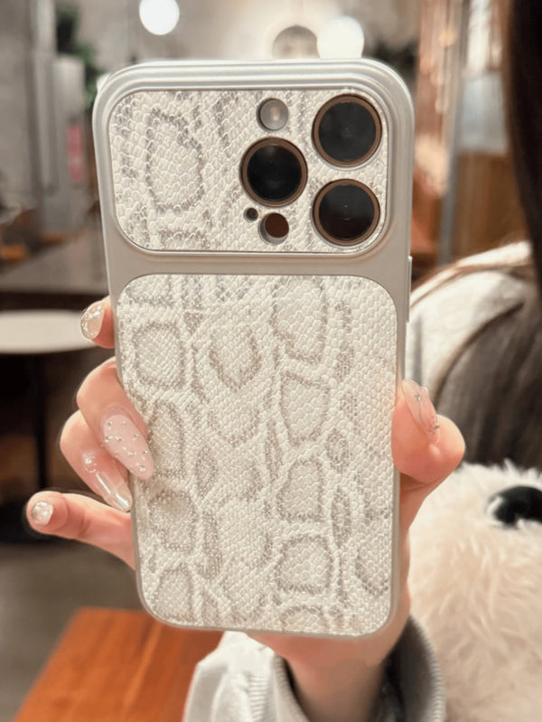 SHEIN Luxury Fake Snake Skin Pattern Fashion Lens Protection Phone Cover Compatible