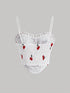 SHEIN MOD Cherry Print Frill Trim Ruched Bustier Cami Top