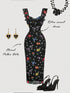 SHEIN MOD Floral & Polka Dot Pattern Midi Dress For Women, Polka Dot Dress, , Spring/Summer, Romantic1