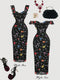 SHEIN MOD Floral & Polka Dot Pattern Midi Dress For Women, Polka Dot Dress, , Spring/Summer, Romantic