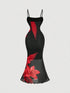 SHEIN MOD Floral Print Spaghetti Strap Fishtail Elegant Dress
