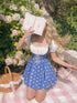 SHEIN MOD Vintage Cute Blue Plaid Patchwork Dress With Puff Sleeves And Cross Tie – Perfect Fo