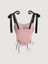SHEIN MOD Women's Color Block Bandeau Strapless Camisole For Summer Top With Tie0