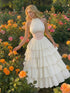 SHEIN MOD Women's Elegant Ivory Halter Corset Tiered Skirt For Women,Summer Dress,Spring