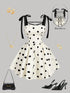 SHEIN MOD Women's Polka Dot Romantic Backless Tie-Up Bowknot Dress, Suitable For Dates00