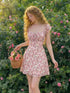 SHEIN MOD Women's Vintage Floral Print Knotted Chest Ruched Round Neckline Sleeveless Dress 00