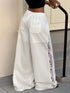 SHEIN Muchica White Woven Lace Patchwork Wide Leg Pants1