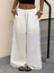 SHEIN Muchica White Woven Lace Patchwork Wide Leg Pants