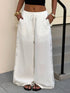 SHEIN Muchica White Woven Lace Patchwork Wide Leg Pants