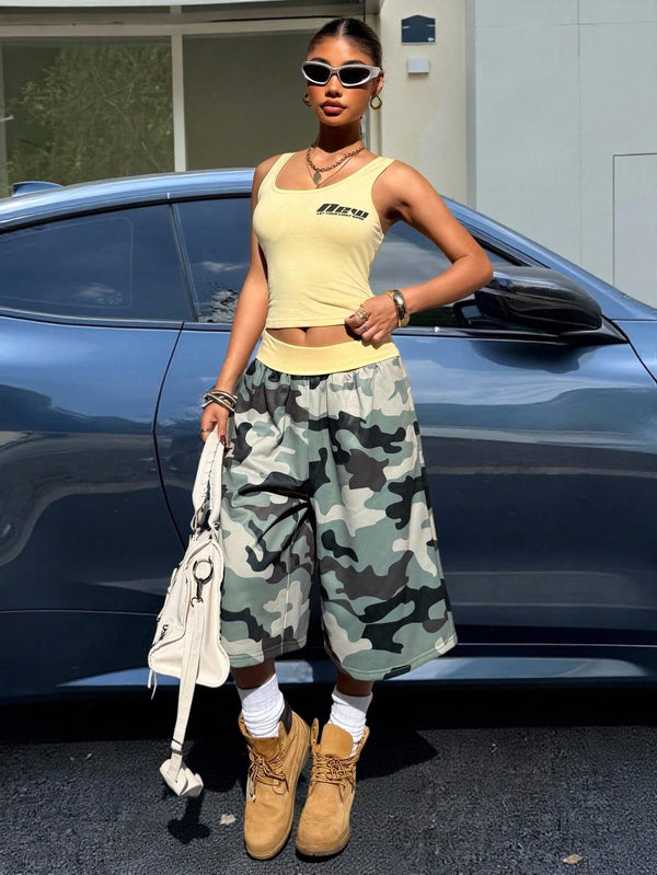 SHEIN Muchica Women's Casual Tank Top And Shorts Set For Going Out Outfits, Streetwear, Summer