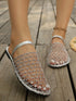 SHEIN New European And American Style Backstrap Fishnet Flat Sandals, Hollow-Out Comfortable Beach Slides For Women1