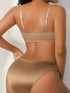 SHEIN NudeFit 2pcs Satin Shiny Fabric Triangle Cup Bra And Panty Set1
