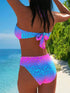 SHEIN Ombre Leopard Print Backless Bikini Top And Triangle Bottoms 2 Pieces Swimsuit Set, Vacation Beach Summer000