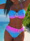 SHEIN Ombre Leopard Print Backless Bikini Top And Triangle Bottoms 2 Pieces Swimsuit Set, Vacation Beach Summer