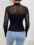 SHEIN Privé Contrast Heart Mesh Mock Neck Tee