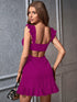SHEIN Privé Ruffle Trim Cut Out Backless Dress,Summer Dresses For Women00