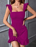 SHEIN Privé Ruffle Trim Cut Out Backless Dress,Summer Dresses For Women0