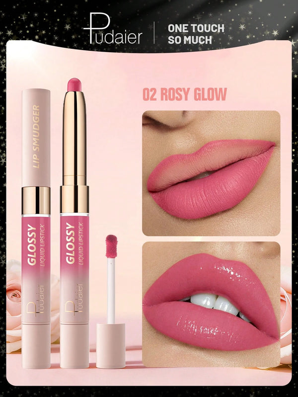 SHEIN Pudaier 2-In-1 Matte Lipstick & Gloss: Dual Effects Of Matte & Shine, Long-Lasting0