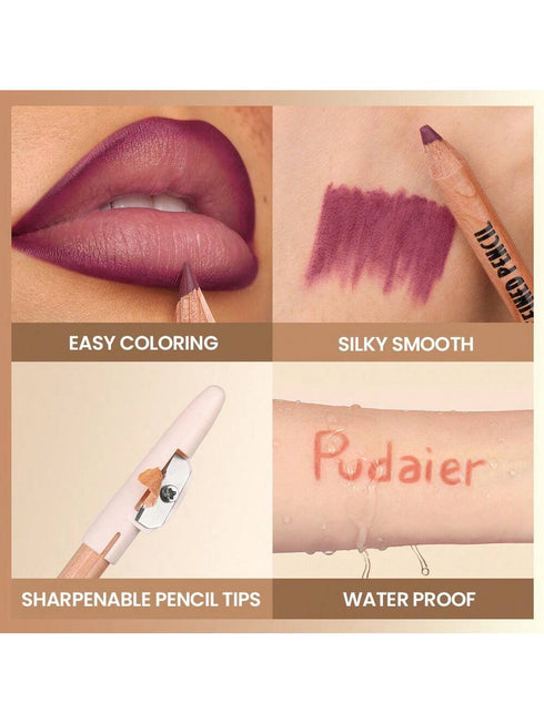 SHEIN Pudaier 6pcs/Set Long-Lasting Waterproof Lip Liner Pencils, Suitable For Daily Makeup, Can Be Given As Gift To Girlfriend0