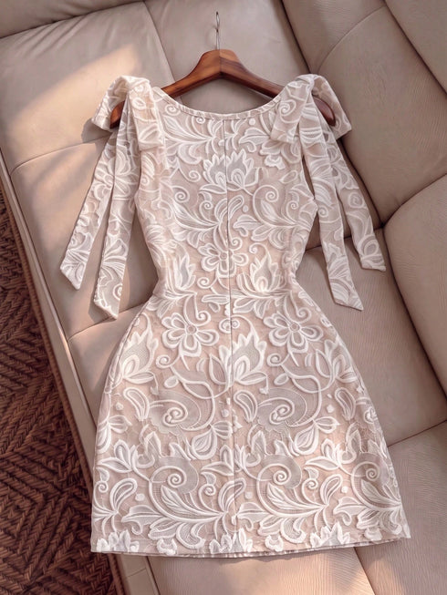 SHEIN Raffinéa Fashion Lace Print Square Neck Dress