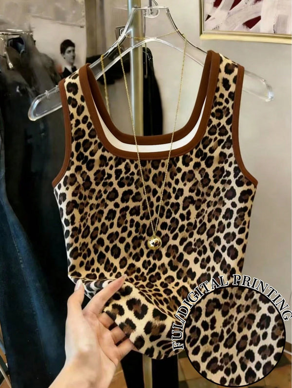 SHEIN Resyla Best-Selling Contrast Color Regular Fit Women's Leopard Print Camisole