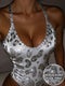 SHEIN Rovax Women's Sleeveless Leopard Print Bodysuit, Fitted Summer Digital Bodysuit