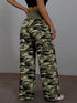 SHEIN SHEIN EZwear Summer Sports & Leisure Wide-Waisted Green Camo Loose Straight-Leg Pants11