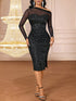 SHEIN SHEIN Lady Women's Elegant Sequin Midi Dress With Asymmetric Shoulder,Dresses For Women