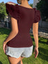 SHEIN SHEIN Privé Women's Solid Color Square Neck Fitted Short Sleeve T-Shirt1
