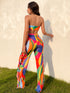 SHEIN SHEIN Swim Vcay Summer Beach Colorful Print Bikini Set Bandeau Bra & Bikini Bottom & Ruffle Trim Beach Pants 3 Piece Bathing Suit00